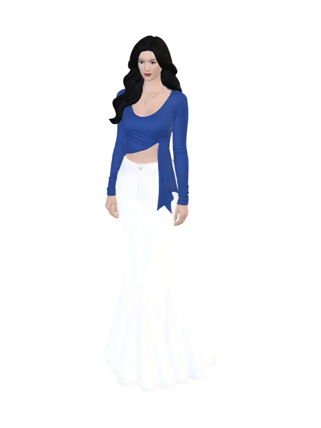 3D model for Azure Wrap Crop Top with White Mermaid Skirt