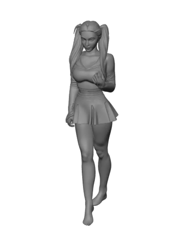 3D model for Purple and Gold Cheerleader in a Living Room