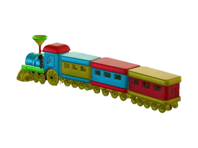 Colorful Toy Train (PPT 2 train) - Kids 3D model, vytvořený pomocí AI