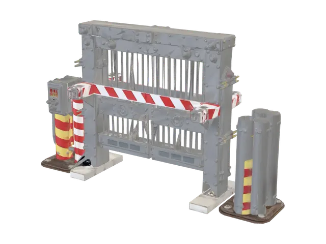 3D model for Truck checkpoint gate with barrier, shipping port, realistic, modular