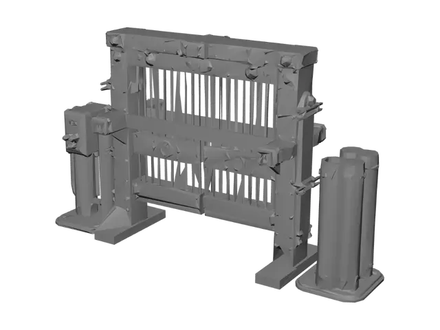 3D model for Truck checkpoint gate with barrier, shipping port, realistic, modular