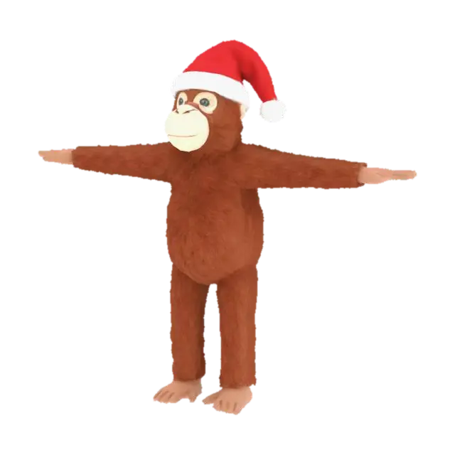 Santa Sock Monkey - Monke 3D model, vytvořený pomocí AI