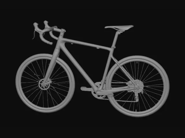 3D model for Crea il modello 3d in .stl di un telaio per bici gravel di taglia L, creando un modello che sia il più leggero possibile ma comunque resistente come quelli in alluminio o fibra di carbonio e tenendo in considerazione che verrà sezionato e stampato in 3d con un filamento tecnico ad alte prestazioni