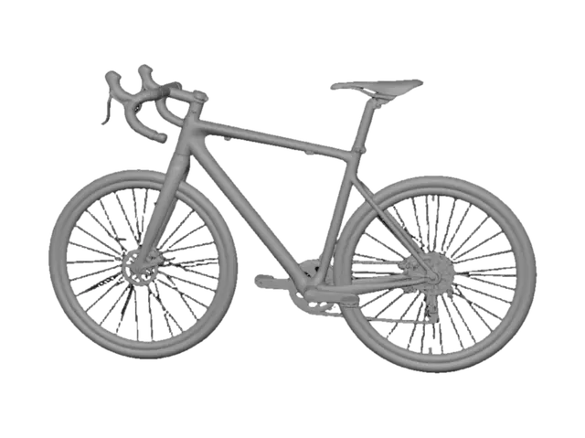 3D model for Crea il modello 3d in .stl di un telaio per bici gravel di taglia L, creando un modello che sia il più leggero possibile ma comunque resistente come quelli in alluminio o fibra di carbonio e tenendo in considerazione che verrà sezionato e stampato in 3d con un filamento tecnico ad alte prestazioni