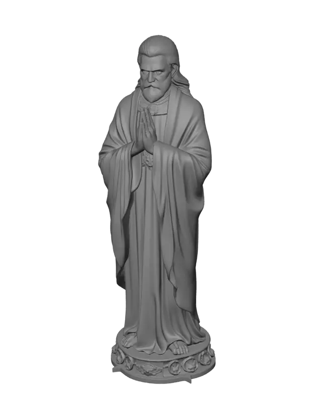 3D model for criar uma imagem humana santificada com as maos a louvar, com base. pronto para imprassao 3d vai