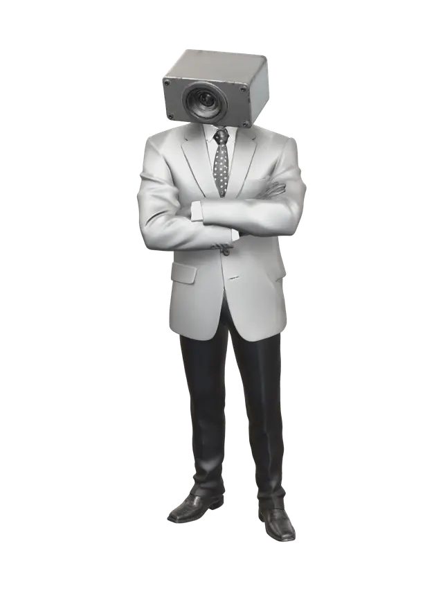 Fantasy Cameraman Skibidi 3D model, vytvořený pomocí AI