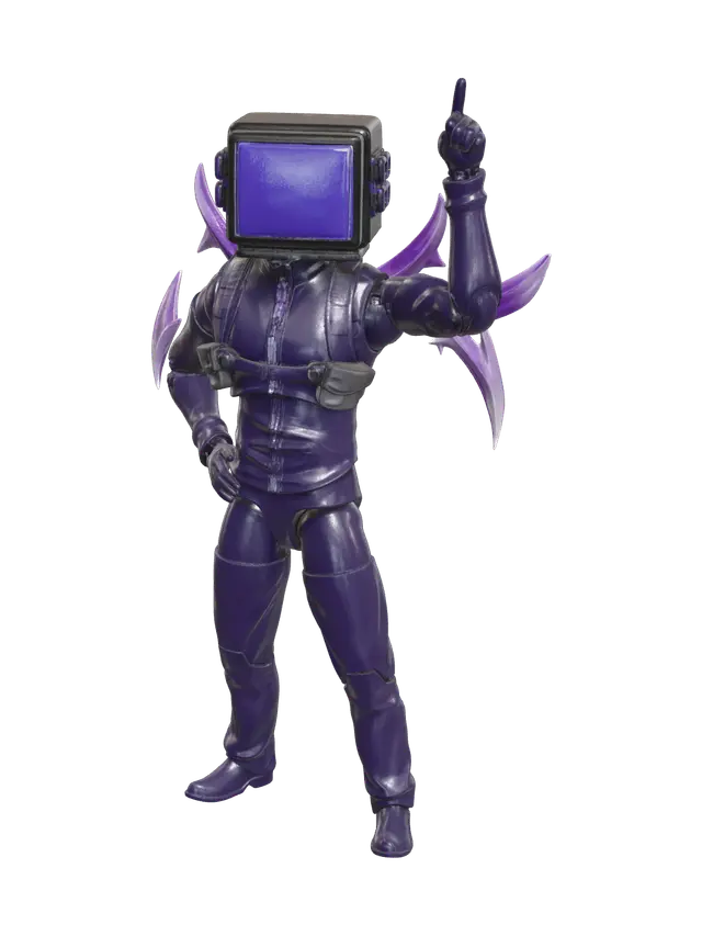 Stylized Cameraman Skibidi 3D model, vytvořený pomocí AI