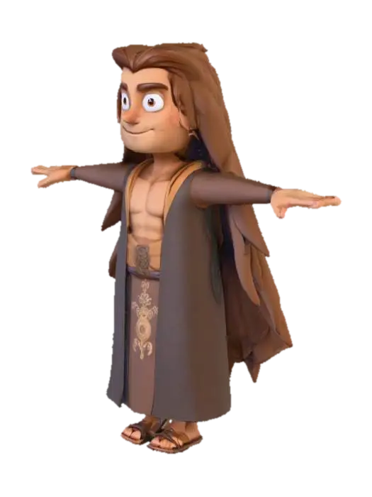 personagem masculino místico em estilo cartoon3d t-pose - Mago 3D model, vytvořený pomocí AI