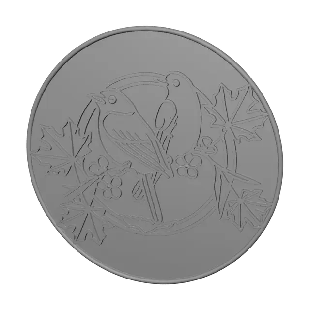 3D model for Golden Bird on Maple Leaves