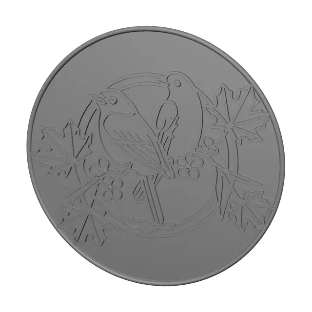 3D model for Golden Bird on Maple Leaves