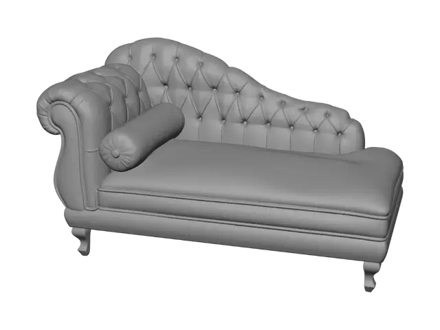 3D model for Crimson Velvet Chesterfield Chaise