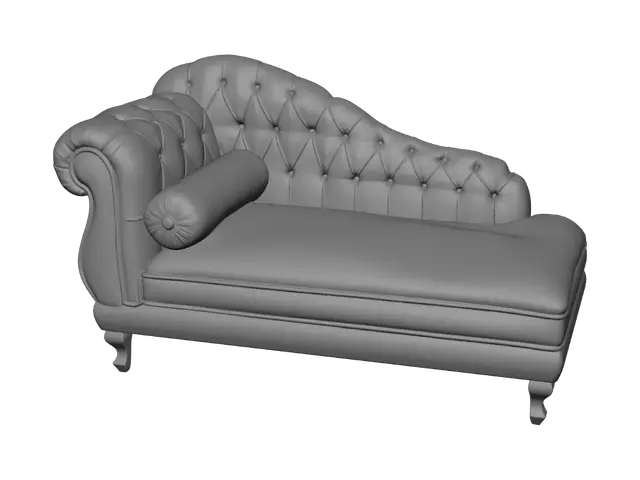 3D model for Crimson Velvet Chesterfield Chaise