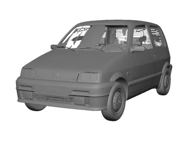 3D model for White Fiat Uno in studio