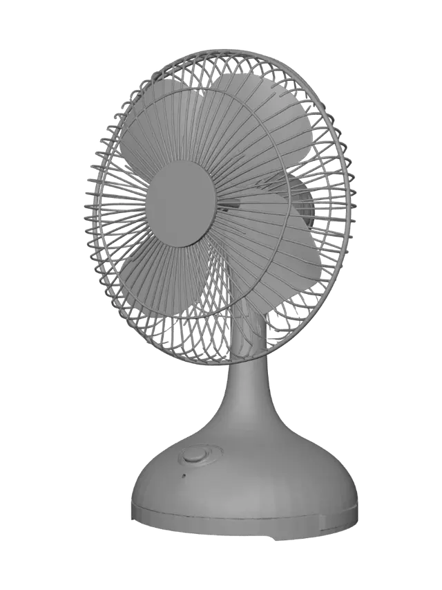 3D model for generate a simple table fan with the blades being a separate detached piece to allow for rotation