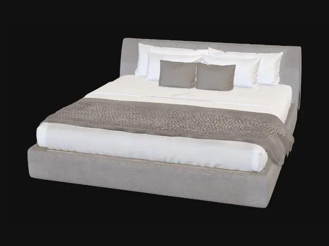 3D model for Neutral Beige Upholstered Bed