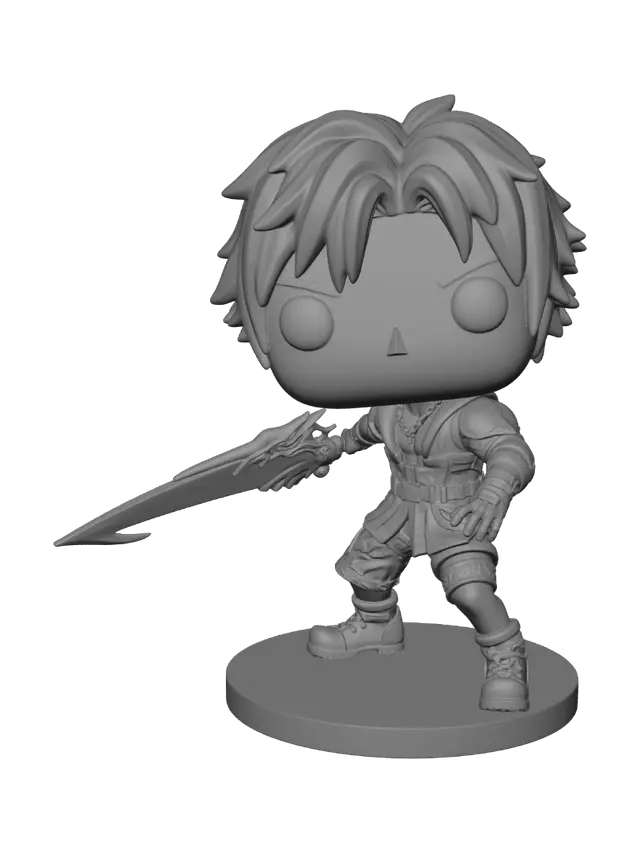 3D model for Cloud Strife with Blue Buster Sword