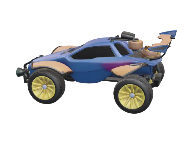 Low-Poly Octane Rocket League 3D model, vytvořený pomocí AI