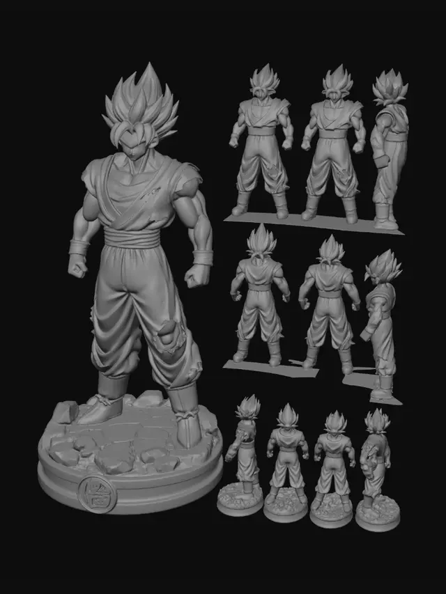 3D model for Super Saiyan Goku 3D Figure Turnaround