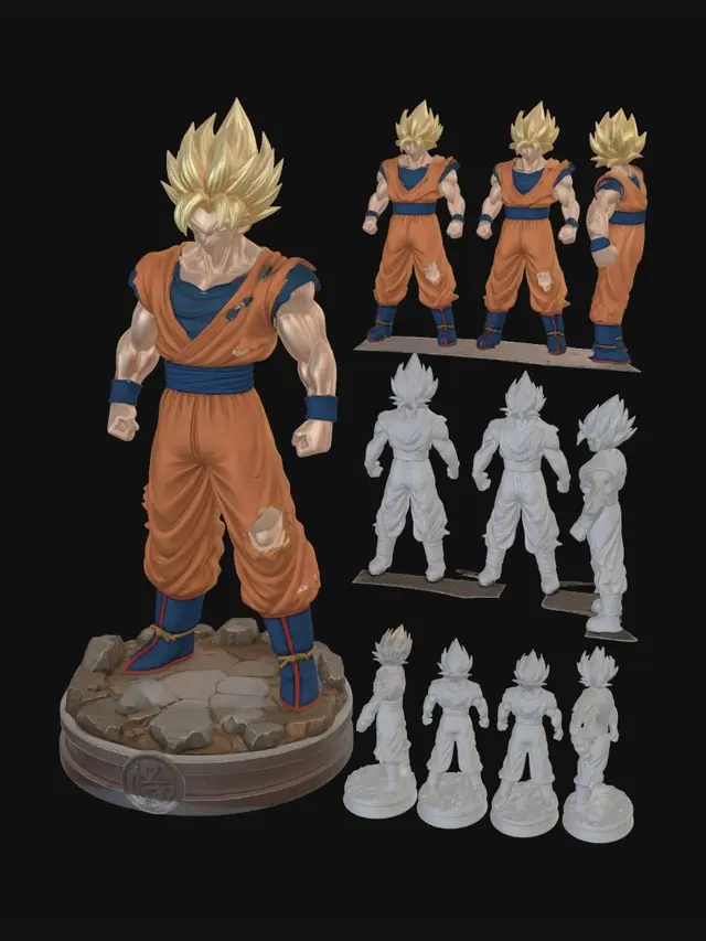 3D model for Super Saiyan Goku 3D Figure Turnaround