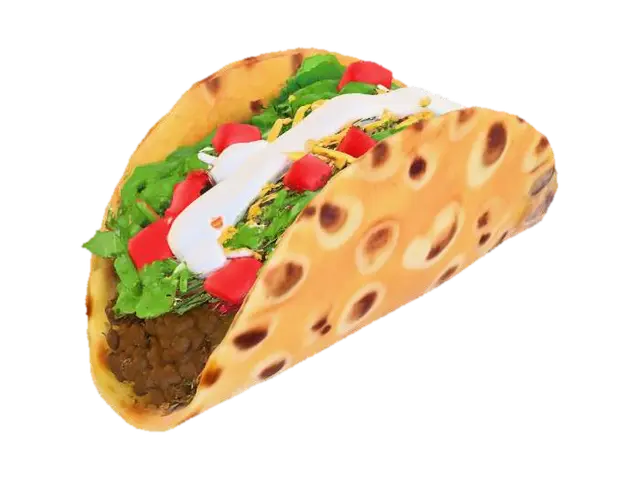 a nice and delicious ultra realistic taco, extreme details, well lit, no… - Culinary 3D model, vytvořený pomocí AI