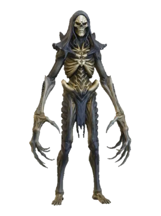 a full body clay or chavant figurine of a xeno spawn cultist high priest of the void god,… - Details 3D model, AI generated