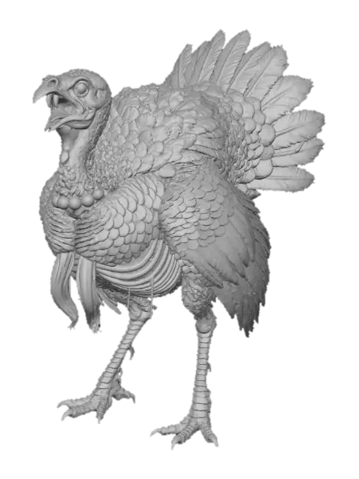 3D model for create an undead rotten wild thanks giving Turkey creature, ultra realistic, well lit, natural but vibrant colors, dark and gloomy, #Thanksgiving#
