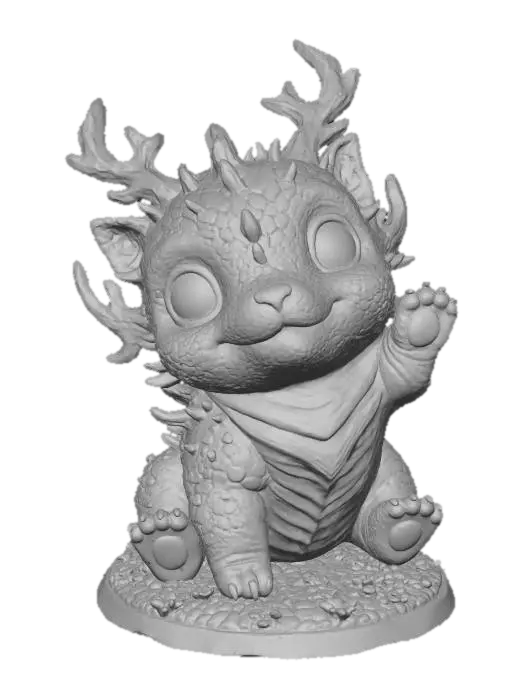 3D model for #Thanksgiving#, super cute  chibi dino alien puppy figurine,  quadruped with a lot  long coral like bioluminescent antennas and / or antlers , growing from its head and /or back and shoulders, very big cute eyes, big head, adorable, cute harmonic coloring slightly vibrant , no fur, cute scaly skin with subtle cute wrinkles , stylized look , cute pose, #Thanksgiving# extreme details, well lit, natural, on neutral background