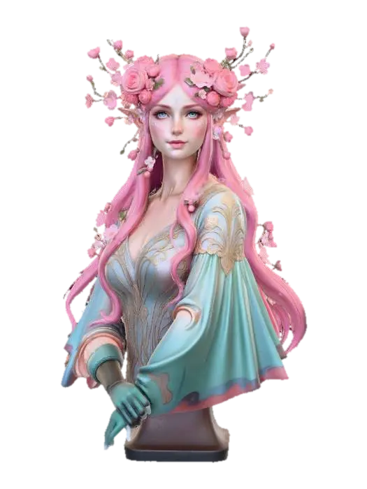 Petal Crowned Elf - Petaled 3D model, vytvořený pomocí AI