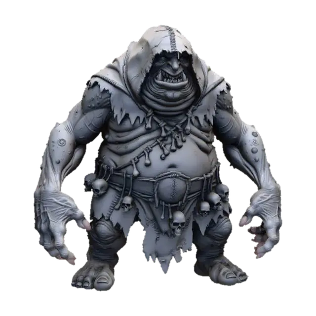 a grey chavant figurine of amassive, hulking hideous, obese, fat and disgusting cave… - Troll 3D model, vytvořený pomocí AI