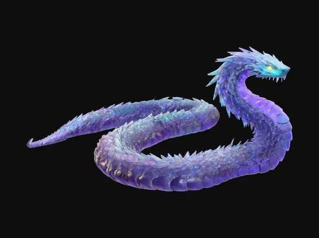 3D model for photo realisticice purple lightning snake yellow eyes, storm themed snake is out long not coiled up
