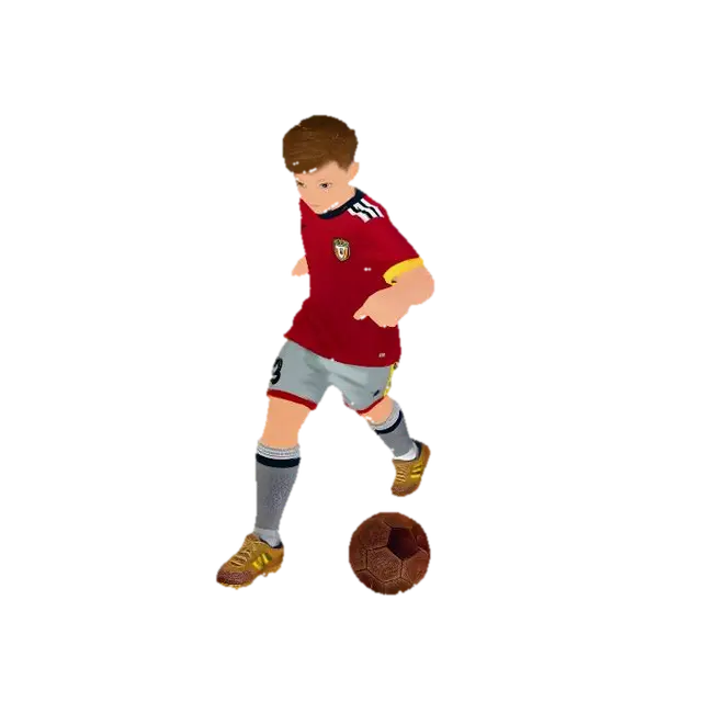 Ultra-realistic cinematic 3D rebuild of a 2D teenage football player concept inspired… - The 3D model, vytvořený pomocí AI