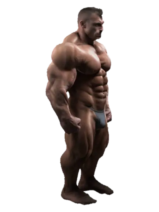 Bodybuilder muscular man with no clothes 3D model, vytvořený pomocí AI