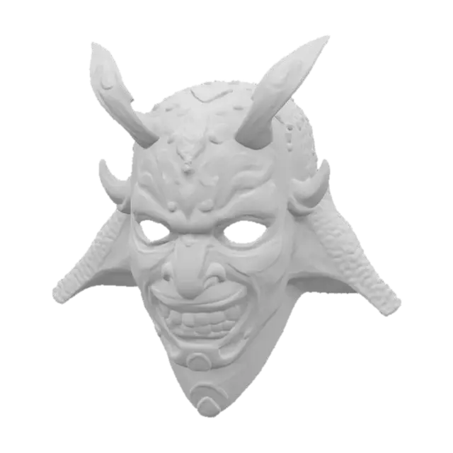 3D model for a samurai Menpo of a hanya demon, open in the mouth and in the eyes