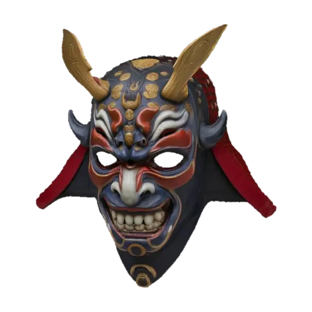 3D model for a samurai Menpo of a hanya demon, open in the mouth and in the eyes