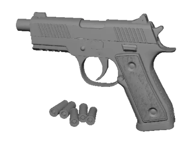 3D model for A realistic hand gun that shoots 22 calibre prop bullets
