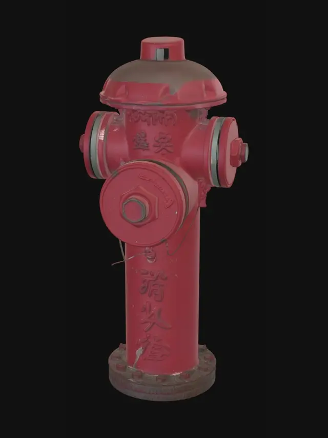 3D model for Red Fire Hydrant Among Greenery