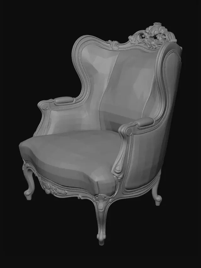 3D model for Ornate Carved Armchair