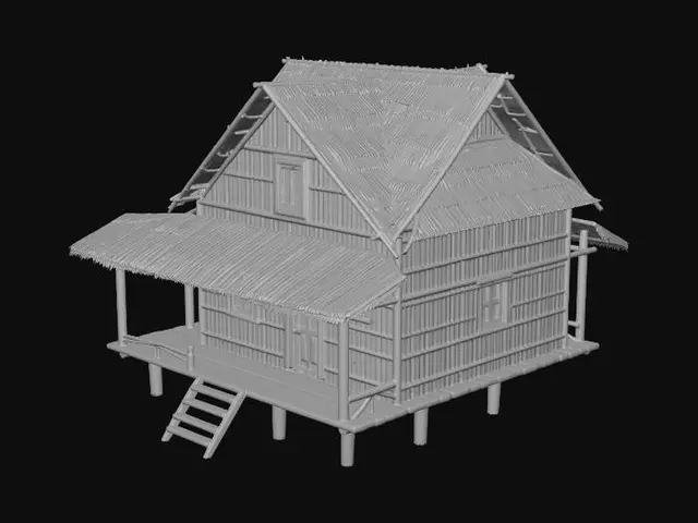 3D model for Please make me a realistic old bahay kubo during 1890's era