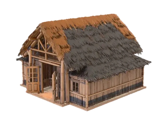 3D-модель Realistic Old school with open door that can go inside. all made of wood and bamboo., згенерована ШІ