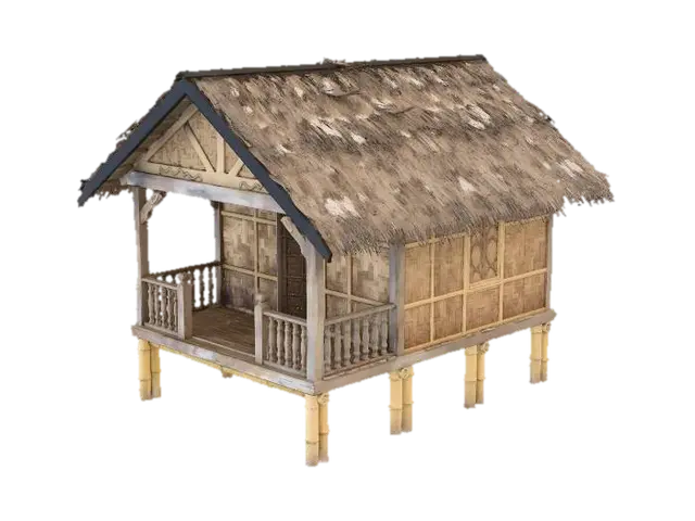 Bamboo Hut 3D model, vytvořený pomocí AI