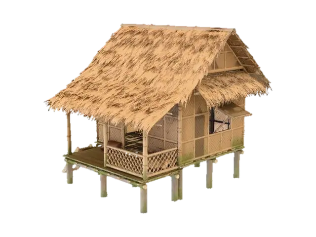 Bamboo Hut - Folklore 3D model, vytvořený pomocí AI