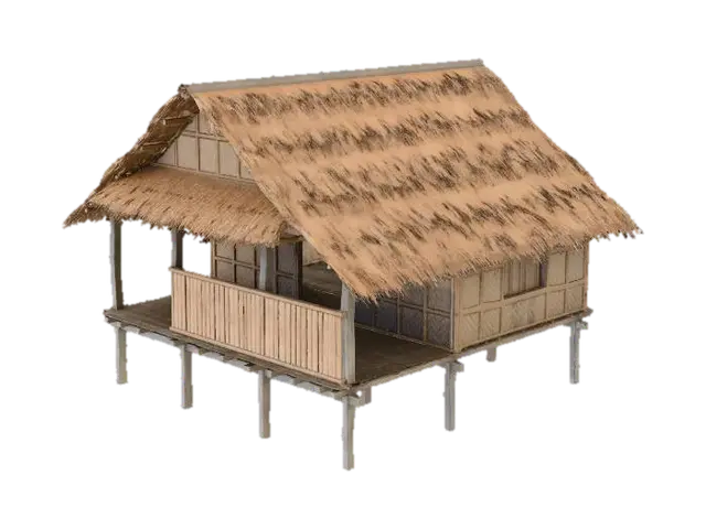 Bamboo Hut - Folklore 3D model, vytvořený pomocí AI