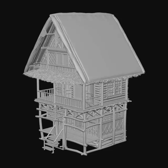 3D model for Realistic Old Filipino Bahay kubo 2 storey