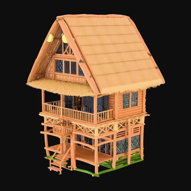 3D model for Realistic Old Filipino Bahay kubo 2 storey