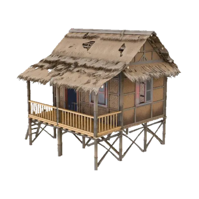 Bamboo Hut 3D model, vytvořený pomocí AI