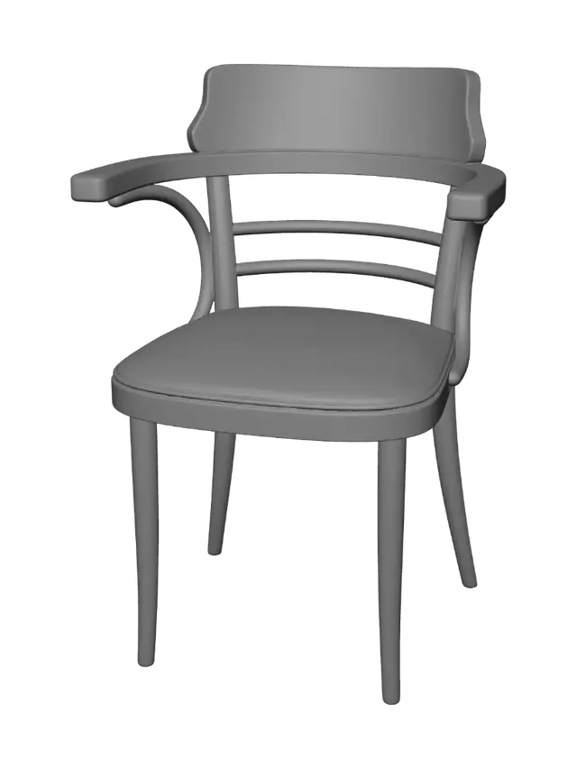 3D model for Vintage Green-Cushioned Wooden Chair