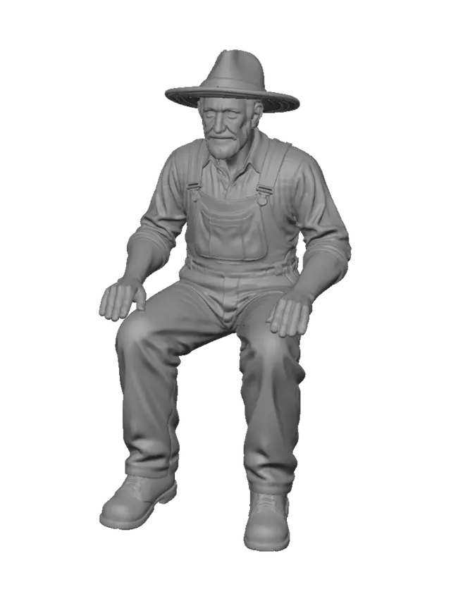 3D model for Old Farmer in Overalls