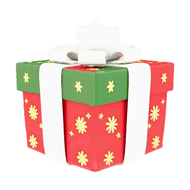 A cartoon style christmas present 3D model, vytvořený pomocí AI