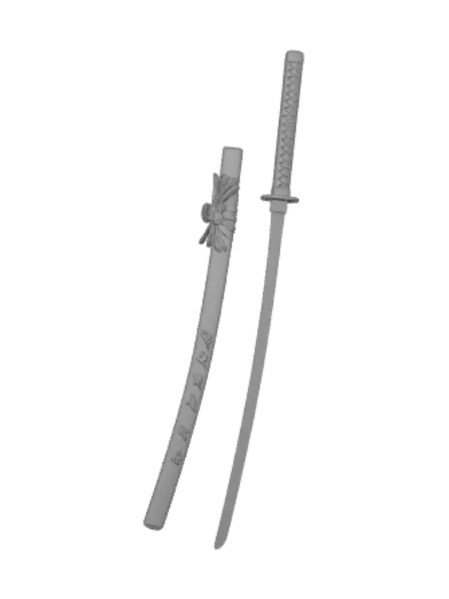 3D model for Ivory Katana with Ribboned Scabbard