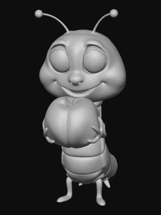 3D model for a bubbly, comedic, cartoon, caterpiller that likes to eat peaches